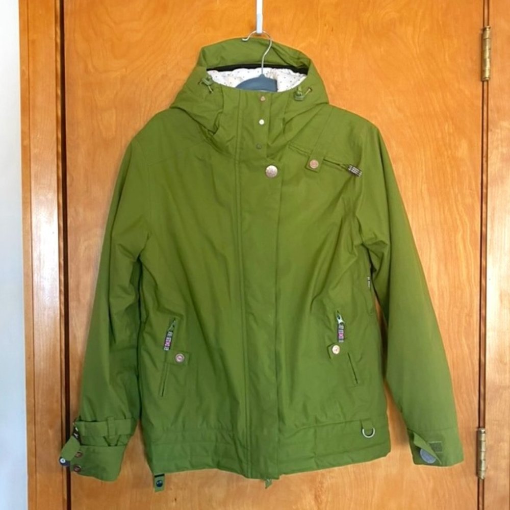 Roxy Hooded Snowboarding Jacket w/ Hood, Women's Medium, Green